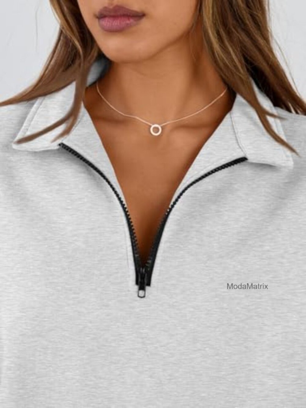 Oversized Half Zip Fleece Sweatshirt Cozy Pullover Fall Winter - Picture 5 of 7